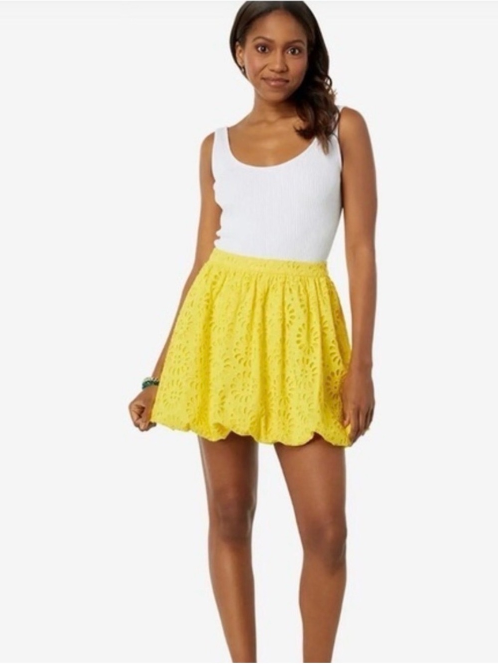 Lilly Pulitzer Yellow Eyelet Leah Skirt Bubble Hem Sz 6 NWT Resort Yellow